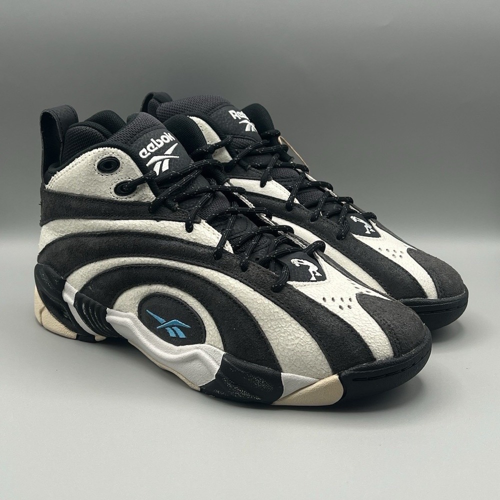 Reebok Shaqnosis Washed Black White Retro Shoes - Men's Size 7.5 Women's Size 9